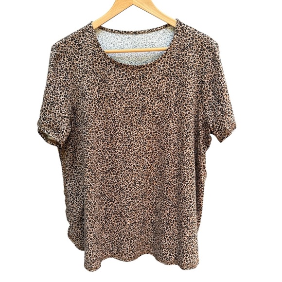 J Jill Women Fit Progress Shirttail Tee XLP Animal Print Leopard Casual Relaxed - Picture 3 of 11